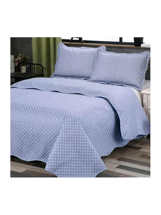 Silk Fashion Dot Set Coverlet Queen Size Cotton Grey 220x240cm 3pcs