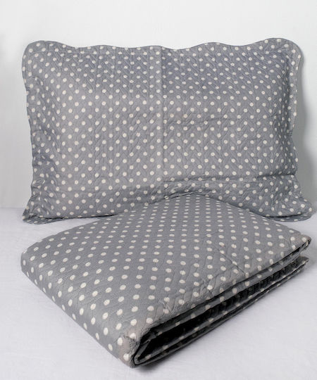 Silk Fashion Dot Σετ Κουβερλί Υπέρδιπλο Βαμβακερό Grey 220x240cm 3τμχ