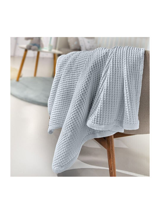 Guy Laroche Baby Blanket Cot Waffle Light Blue 110x140cm