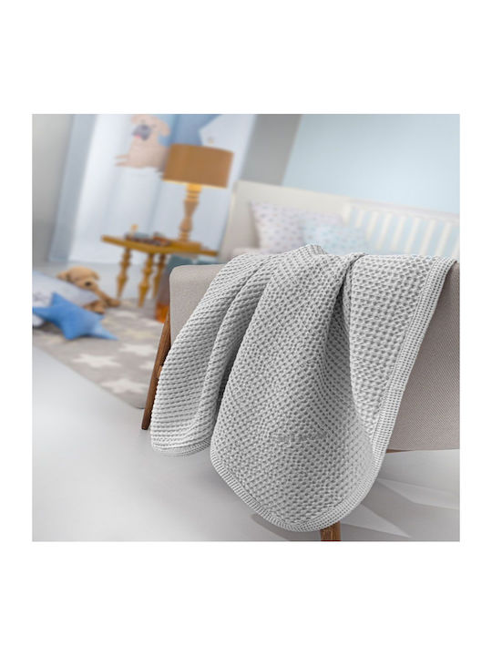 Guy Laroche Babydecke Kinderbett Waffel Grau Silber 110x140cm