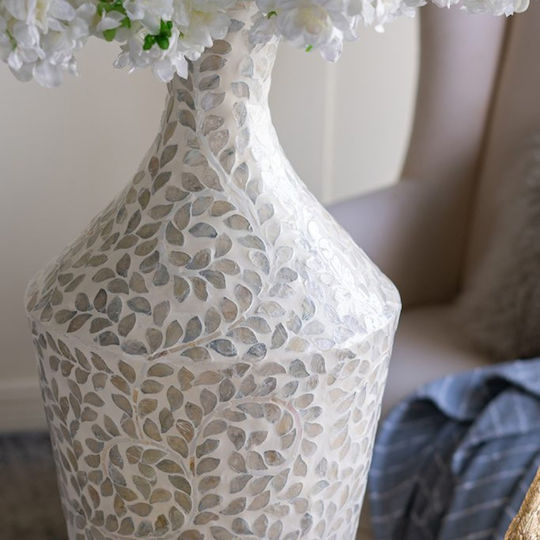 Artekko Decorative Bamboo Vase Ivory Gray 30x30xH61cm
