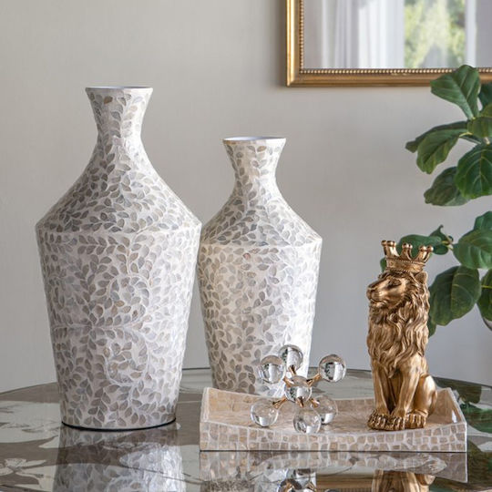 Artekko Decorative Bamboo Vase Ivory Gray 30x30xH61cm