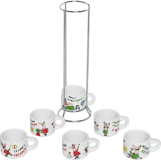 Bialetti Σετ Φλιτζάνια Καφέ από Πορσελάνη Λευκά 6τμχ