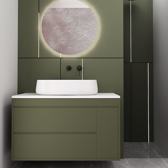 Orabella Waschtisch ohne Waschbecken mit Spiegel Matte White