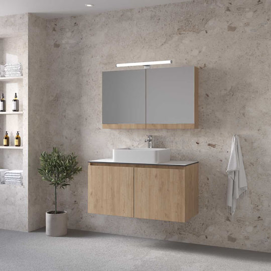 Furnibath Баня Маси със Смесител и Огледало М101xД46xВ50см Орех