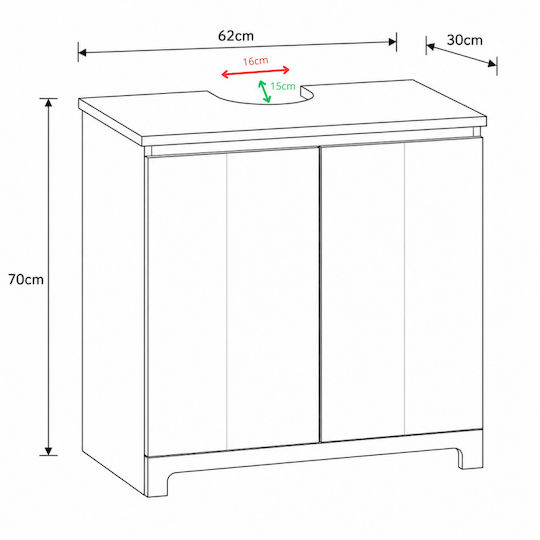 MRShome Vanity Unit Without Sink L62xD30xH70cm Beige/Brown