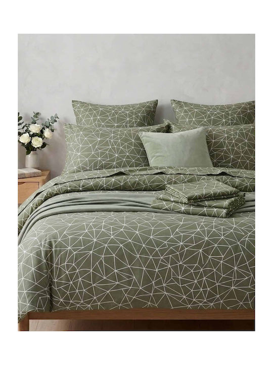 Olia Home Bettbezug Baumwolle Übergröße 220x240 Olive Green