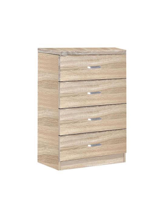 Killian Wooden & Metallic Chest of Drawer with 4 Drawers Sonoma 80x40x80cm