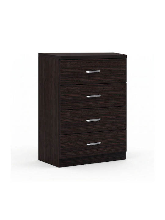Killian Wooden & Metallic Chest of Drawer with 4 Drawers Black-nut 80x40x80cm
