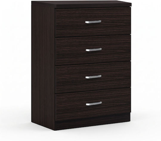 Killian Wooden & Metallic Chest of Drawer with 4 Drawers Black-nut 80x40x80cm