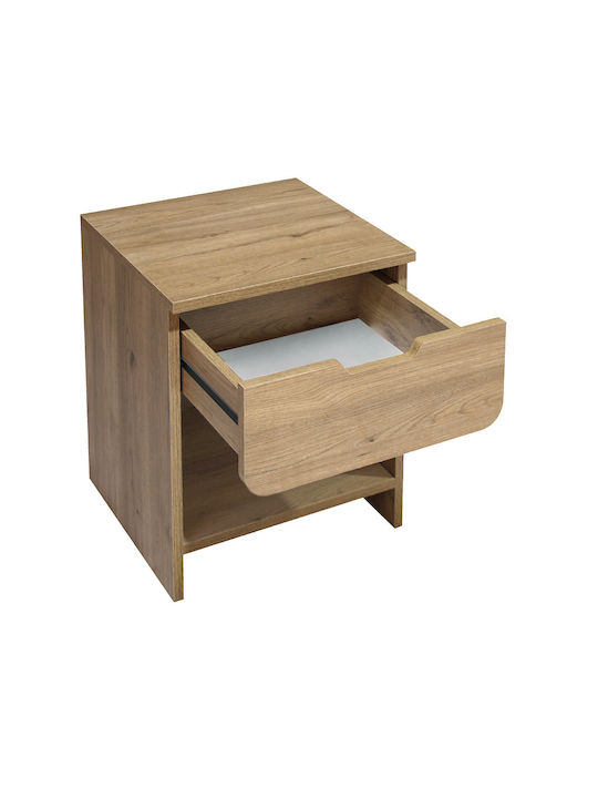 Bedside Table Mida Wooden Beige 45x40x52cm
