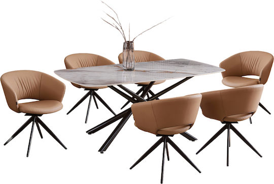 Set de sufragerie Hanae cu 6 scaune 180x90cm