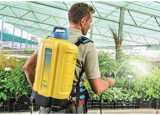 Gloria Pro 1200 Li-Ion Backpack Sprayer 18V Solo with 5Ah Battery with 12lt Capacity 3bar in Yellow Color