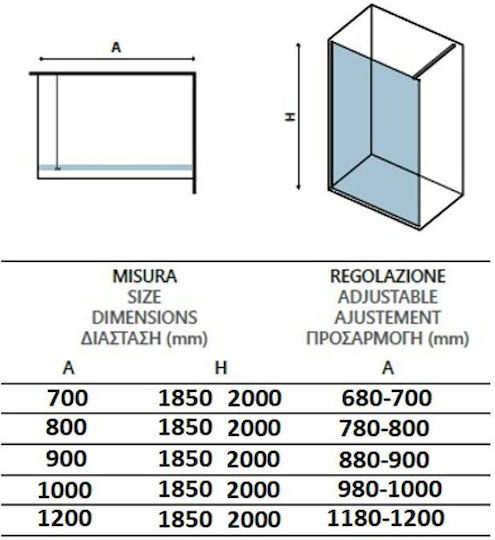 Orabella Serena Разделител На Душ 90x200см Прозрачно Стъкло Gun Metal