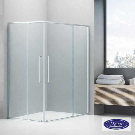 Devon Elli Corner Entry Cabină de Duș cu Ușă Glisantă 110x80x200cm Chrome Devon Elli Corner Entry Cabină de Duș cu Ușă Glisantă 110x80x200cm Chrome