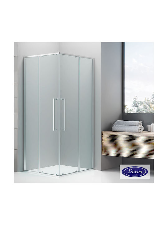 Devon Elli Corner Entry Cabină de Duș cu Ușă Glisantă 110x80x200cm Chrome