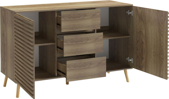 Sideboard Faestro Holz mit Schubladen Naturholz 140x40x85cm