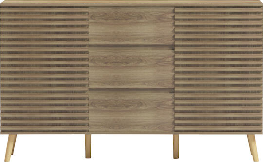 Sideboard Faestro Holz mit Schubladen Naturholz 140x40x85cm