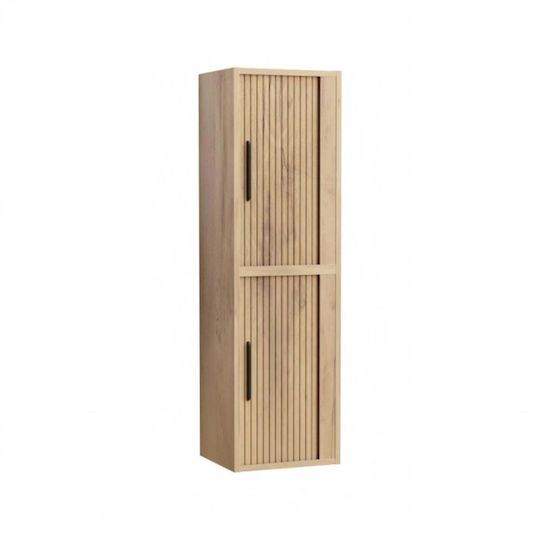 Inter Ceramic Arezzo Badezimmer-Säulenschrank Boden 35x30x120cm Natürliches Holz