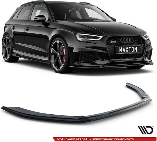 Maxton Design Спойлер за Автомобили Преден Гланцово черно Съвместим с Audi RS3 8V FL