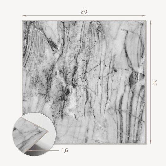 Vinyl Floor Sticker Printed Elegant Marble Pattern 20x20x20 Cm