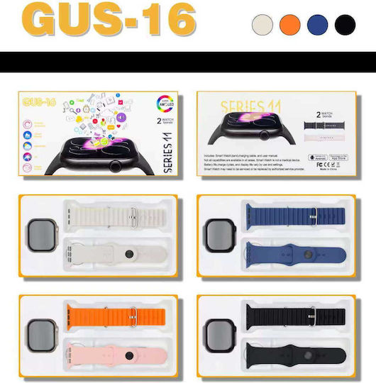GUS-16 Smartwatch with Heart Rate Monitor (Orange)