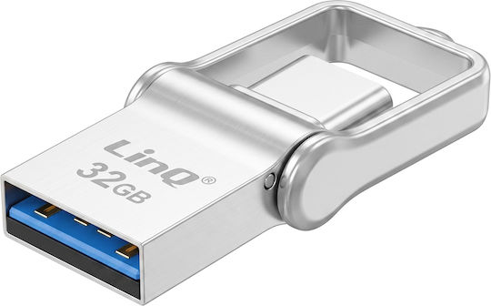 Linq Stick USB 32g Conector Dublu Type-C USB 3.0 Capac Rotativ Gri