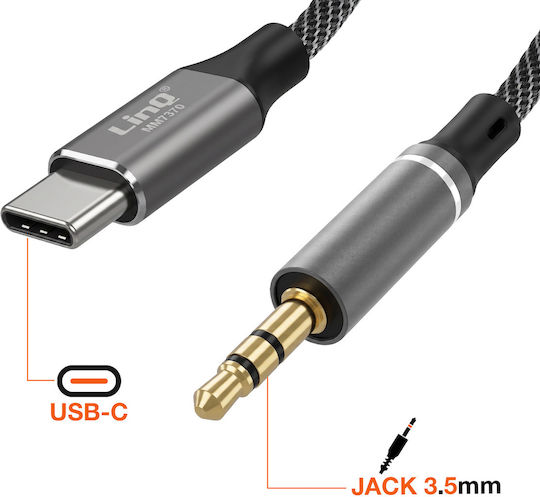 Linq Audio Cable Usb-c To Jack 3.5mm Car Radio Speaker Braided 1m Black