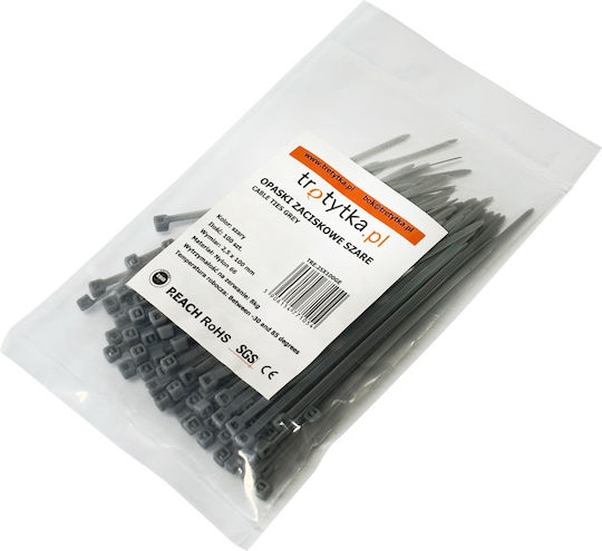 Tretytka Plastik Kabelbinder 100mmx2.5mm in Grau Farbe (1Stück)