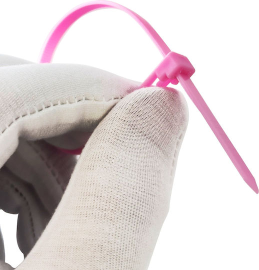 Tretytka Plastic Cable Tie 200mmx4.8mm In Pink Colour 1 Piece