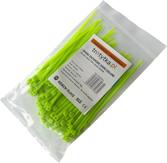 Tretytka Legături Cablu Din Plastic 100mmx2.5mm Verde (100 Buc)