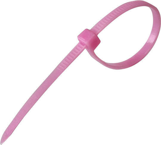 Tretytka Legături Cablu Din Plastic 100mmx2.5mm În Culoare Roz (100 Buc)