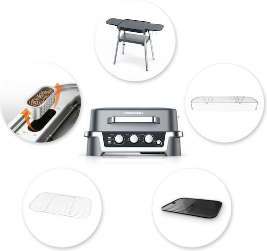 Rohnson Prime Elektrischer Grill Mit Beinen und Gerillter Platte 2600W Mit Deckel und Einstellbarem Thermostat 48.3x31.7cm