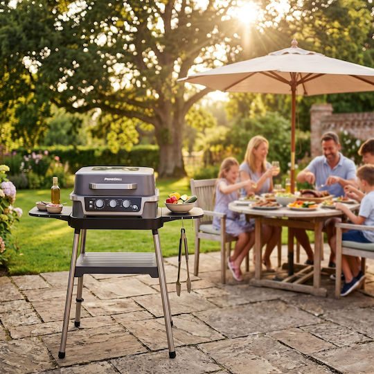 Rohnson Prime Elektrischer Grill Mit Beinen und Gerillter Platte 2600W Mit Deckel und Einstellbarem Thermostat 48.3x31.7cm