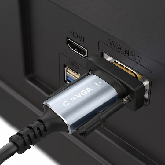 Linq Видео адаптер кабел USB-C към VGA 1.8m Full HD 1080p резолюция Черен