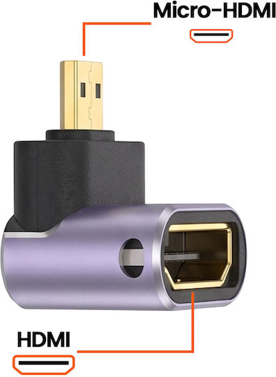 Linq Mini Video Adapter Micro-hdmi Male To Hdmi 2.1 Female Angled 8k Purple