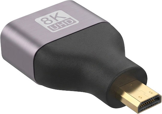 Linq Video Adapter Micro-hdmi Male To Hdmi 2.1 Female 8k Uhd Grey