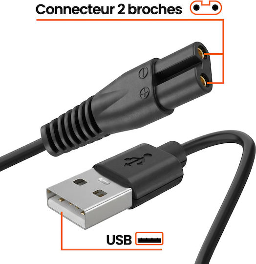 Linq Ladekabel Elektrischer Rasierer Oneblade Usb Zu 2-polig 1m 5v Schwarzes