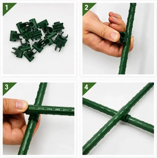 Set 10 Conectori Araci De Grădină Zola Structuri De Plante Tip Cruce 90° Suporturi 11 Mm Reutilizabile Verzi