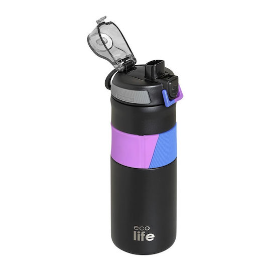 Ecolife Recyclable Thermos Stainless Steel BPA Free 500ml Black with Handle