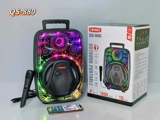 Kimiso Karaoke Speaker with Wired Microphone and Lighting Effects QS-880 260424 Black