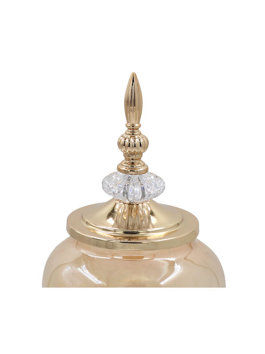 Keskor Glass Sweet Jar with Lid 15x15x37cm Gold