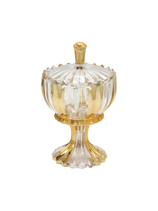 Keskor Glass Sweet Jar with Lid 15x15x24cm Gold