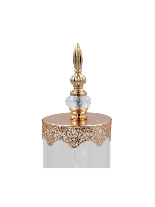 Keskor Sweet Jar Glass with Lid 11.5x11.5x45cm Gold