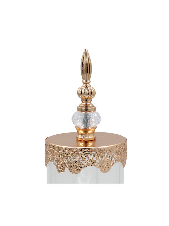 Keskor Glass Sweet Jar with Lid 11.5x11.5x40cm Gold