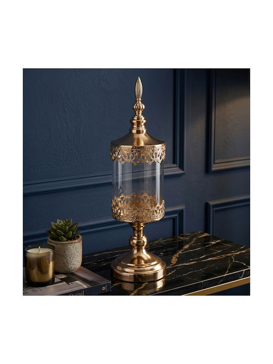 Keskor Glass Sweet Jar with Lid 11.5x11.5x40cm Gold