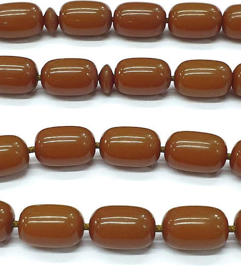 Roloi Komboloi Worry Beads with 33 Beads Made of Mastic Length 33cm Brown