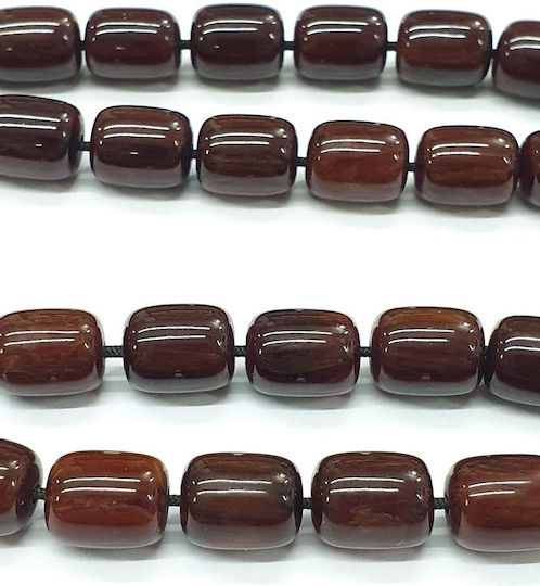 Roloi Komboloi Worry Beads with 33 Beads Made of Mastic Length 32cm Brown