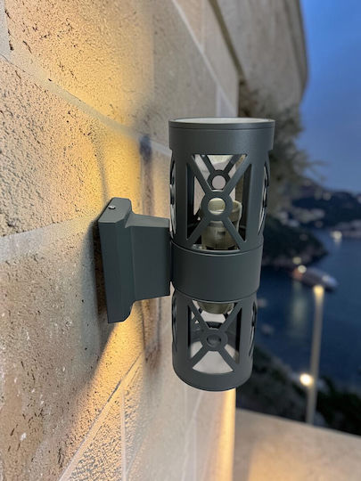 Epiplo-Fos Επιτοίχιο Εξωτερικό Φωτιστικό E27 Διπλής Δέσμης 10x10x26εκ.