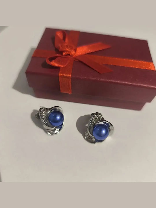 Kinzi Stahl Ohrringe mit Blauen Steinen